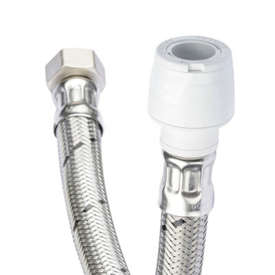 Hep2O Keyless Flexi Tap Connector 15mmx3/4" 500mm White Plastic Plumbing Fitting Kl225B-15 from B&Q