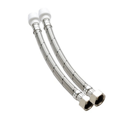 Hep2O Keyless Flexi Tap Connector 15mmx3/4" 300mm White Plastic Plumbing Fitting Kl125B-15 from B&Q