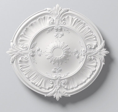 Yes-Online Ceiling Rose Laura Strong Lightweight Resin Easy Fix 77Cm Diameter Paintable from B&Q