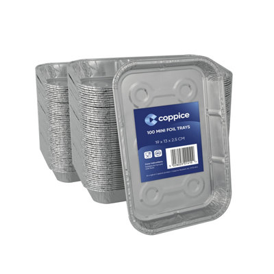 100 Pk Coppice Small Aluminium Foil Tray For BakingBbqRoasting & Food Storage 19 X 13 X 2.5Cm. Freezer & Oven Safe from B&Q
