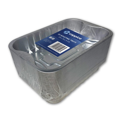 50 Pk Coppice Strong Aluminium Foil Trays For BakingBbqRoasting & Grilling 29 X 19 X 5Cm. FreezerMicrowave & Oven Safe from B&Q