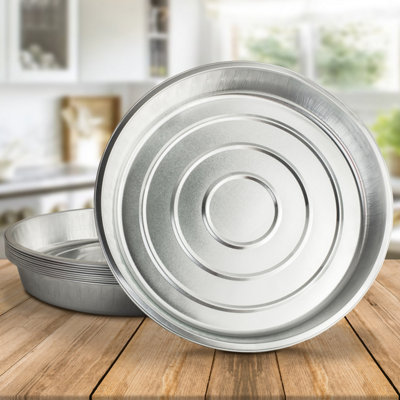10 Pk Coppice Strong Round Aluminium Foil Pie Dish For BakingServing & Storage 26 X 26 X 4Cm. FreezerMicrowave & Oven Safe from B&Q