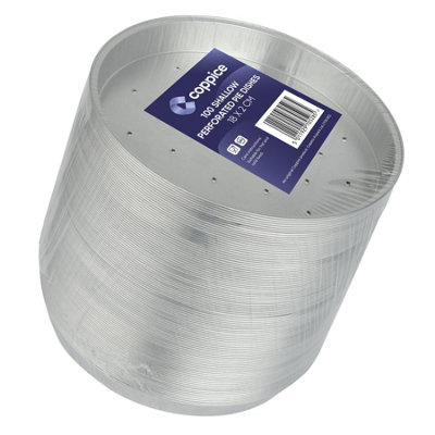 100 Pk Coppice Shallow Perforated Aluminium Foil Pie Dish For BakingServing & Food Storage 18X2Cm FreezerMicrowave & Oven Safe from B&Q