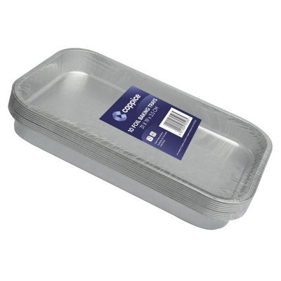 10 Pk Coppice Strong Aluminium Foil Trays For BakingBbqRoasting & Serving 31 X 19 X 3.5Cm FreezerMicrowave & Oven Safe from B&Q