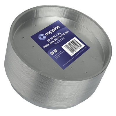50 Pk Coppice Shallow Perforated Aluminium Foil Pie Dish For BakingServing & Food Storage 18X2Cm FreezerMicrowave & Oven Safe from B&Q
