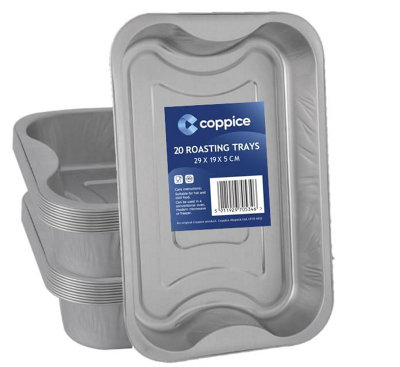 20 Pk Coppice Strong Aluminium Foil Trays For BakingBbqRoasting & Grilling 29 X 19 X 5Cm. FreezerMicrowave & Oven Safe from B&Q