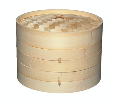 Kitchencraft World Of Flavours Oriental Medium Two Tier Bamboo Steamer And Lid from B&Q