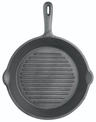 Kitchencraft Deluxe Cast Iron 24Cm Round Ribbed Grill Pan from B&Q