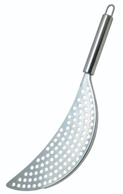 KitchenCraft Stainless Steel Crescent Shaped Pan Drainer with Firm Curve Lip - Image 6