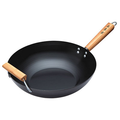 KitchenCraft World Of Flavours Pure Oriental Carbon Steel Non-Stick Wok 35Cm from B&Q
