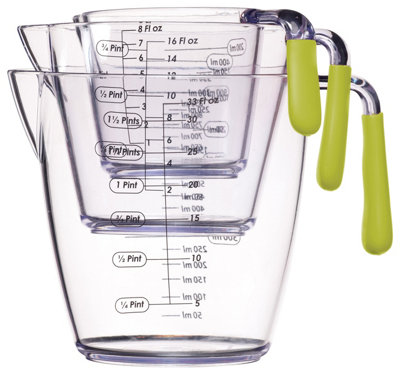 Colourworks 3 Piece Green Acrylic Measuring Jug Set from B&Q