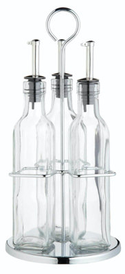 Kitchencraft World Of Flavours Italian 3 Bottle Glass Oil And Vinegar Set