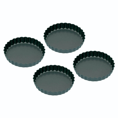 Kitchencraft Set Of Four Non-Stick Mini Fluted Flan Tins from B&Q