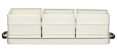 KitchenCraft Living Nostalgia Antique Cream Herb Pots With Tray from B&Q