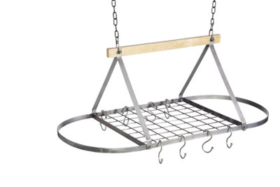 Kitchencraft Industrial Kitchen Ceiling Hanging Pot & Pan Rack Grey 103.5X81cm - Image 6