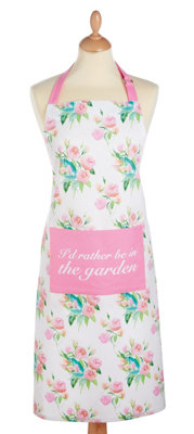 Kitchencraft Elegant Rose-Print Cotton Apron With Adjustable Neck Strap For Comfort from B&Q