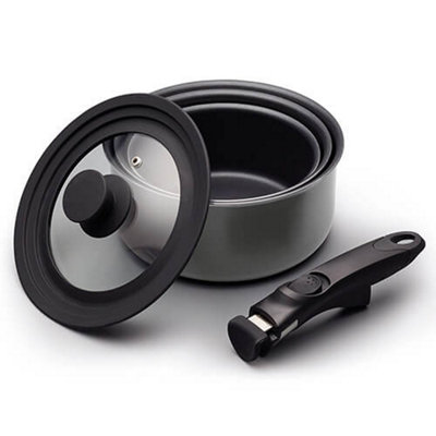 Masterclass Smart Space 5 Piece Saucepan Set With Removable Handle And Universal Lid from B&Q