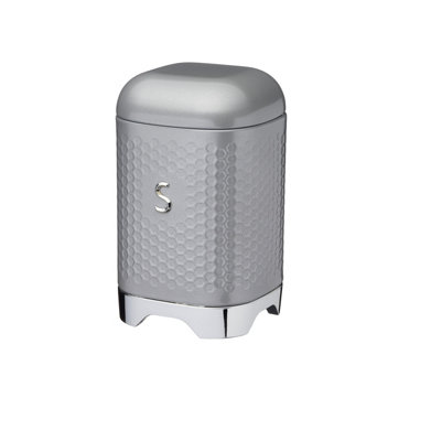 Kitchencraft Sugar Canister Metal Storage Container Grey Retro Jar