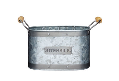 B&Q -  Industrial Kitchen Galvanised Steel Utensil Caddy