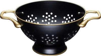 Masterclass Unisex Black 24Cm Stainless Steel Matt & Brass Colander - Image 4