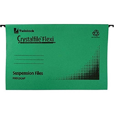 Rexel Foolscap Suspension Files With Tabs And Inserts For Filing Cabinets15 mm V-BaseManillaGreenCrystalfile Flexifile, from B&Q