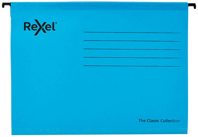 Rexel Classic A4 Reinforced Suspension Files For Filing Cabinets15 mm V Base100 Percent Recycled CardBluePack Of 25, from B&Q
