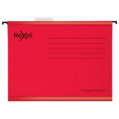 Rexel Classic Foolscap Reinforced Suspension Files For Filing Cabinets 15 mm V Base100 Percent Recycled CardRedPack Of 25, from B&Q