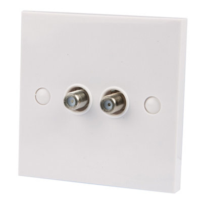 Slx White 2 Gang Gloss Plastic Outlet Plate White from B&Q