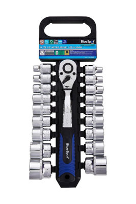 BlueSpot Tools Blue Spot Tools19-Piece 1/2 Metric Socket Set (8-32mm) from B&Q