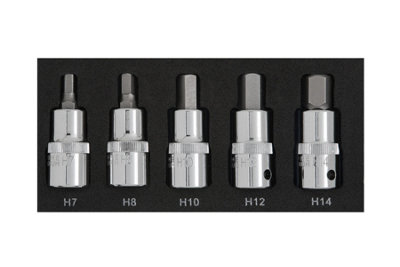 BlueSpot Tools Blue Spot Tools5Pce 1/2" Hex Bit Set (H7-H14) (Eva Foam) from B&Q