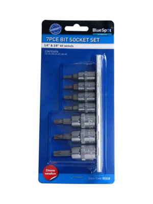 BlueSpot Tools Blue Spot Tools7 Pce 1/4" (T10-T25) & 3/8" Torx Socket Set (T27-T40) from B&Q
