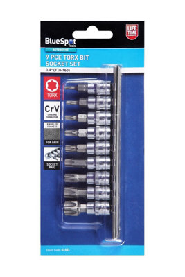 BlueSpot Tools Blue Spot Tools9 Pce 1/4" Torx Bit Socket Set (T10-T60) from B&Q