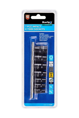 BlueSpot Tools Blue Spot Tools7 Pce 1/4-3/8 Impact E Torx Sockets from B&Q
