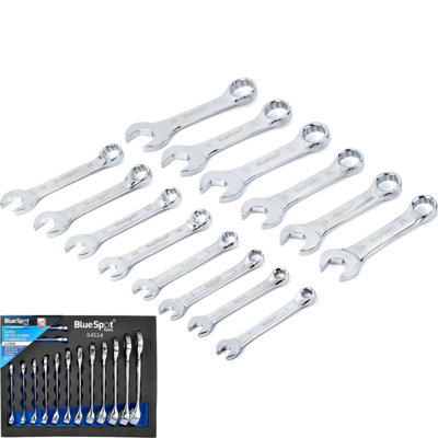 BlueSpot Tools Bluespot 14Pc Combination Spanner Set Metric Stubby Wrench Spanners from B&Q