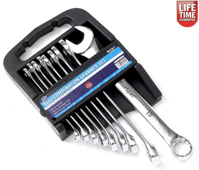 BlueSpot Tools Bluespot 9Pc Combination Spanner Set Metric Wrench 8-19mm 04111 from B&Q