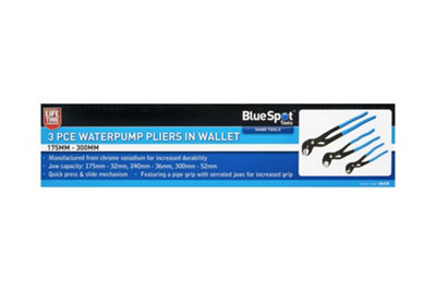 B&Q -  Blue Spot Tools3 Pce Waterpump Pliers In Wallet (175mm300mm)