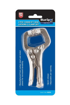 BlueSpot Tools Blue Spot Tools2 Pce 100mm (4") Mini Locking C Clamp Set from B&Q