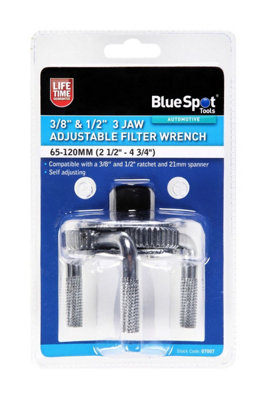 BlueSpot Tools Blue Spot ToolsAdjustable 3 Jaw Filter Wrench65-120mm from B&Q
