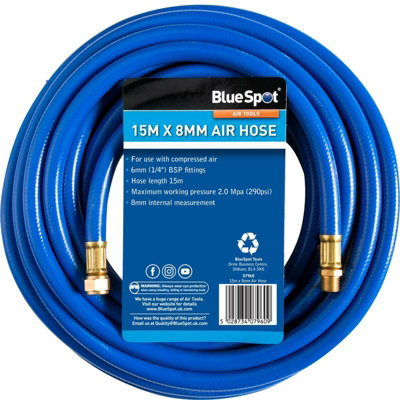 BlueSpot Tools Bluespot Rubber Air Hose Line 15M For Air Compressor 1/4" Bsp 8mm Bore 290 Psi from B&Q