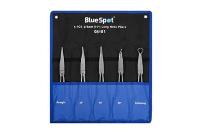 Spot Tools Spot Bent Nose Pliers Long Reach 5Pc 11" Straight Bent Angled Plier 08181 Blue