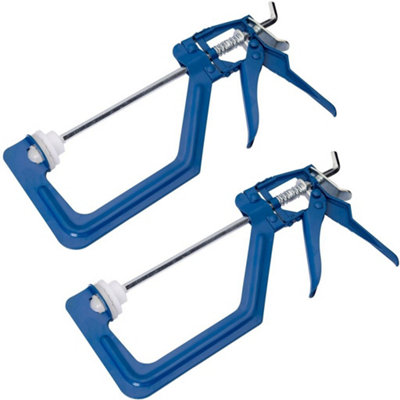 BlueSpot Tools Bluespot 2Pc Quick Grip Speed Clamp Carpenters Woodwork Diy Clamps 4" 100mm from B&Q