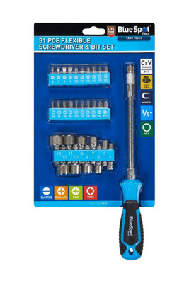 BlueSpot Tools Blue Spot Tools31-Piece Flexible Screwdriver & Bit Set from B&Q