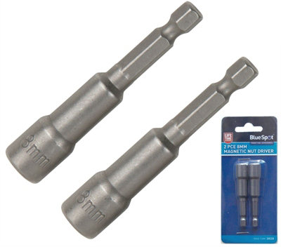 B&Q -  Bluespot 8mm Magnetic Nut Driver 55mm Long Socket Set Impact Drill Bit 1/4" Hex