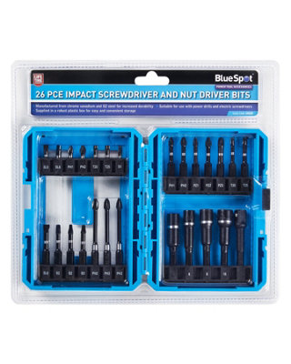 BlueSpot Tools Blue Spot Tools26 Pce Impact Screwdriver And Nut Driver Bits from B&Q