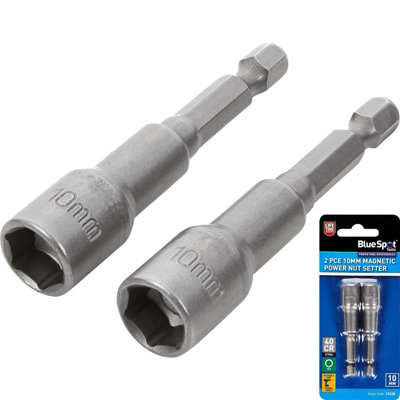 B&Q -  Bluespot 10mm Torque Magnetic Power Nut Bolts Hex Head Setter 1/4" 2Pc