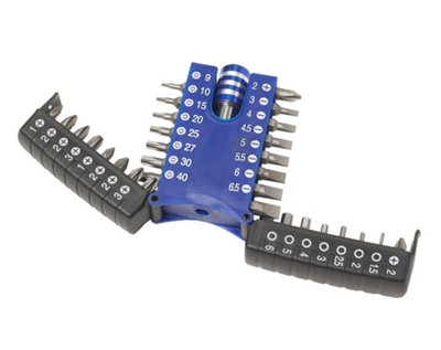 Spot Tools Spot Tools - 33 Pce Compact Chrome Vanadium Screwdriver Bit Set With Chuck Blue