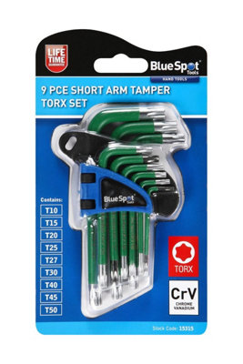 BlueSpot Tools Blue Spot Tools9-Piece Short Arm Tamper Torx Key Set T10-T50 from B&Q