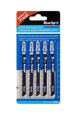 BlueSpot Tools Blue Spot Tools5 Pce Hcs Quick Cut Jigsaw Blades For Wood (6 Tpi) from B&Q