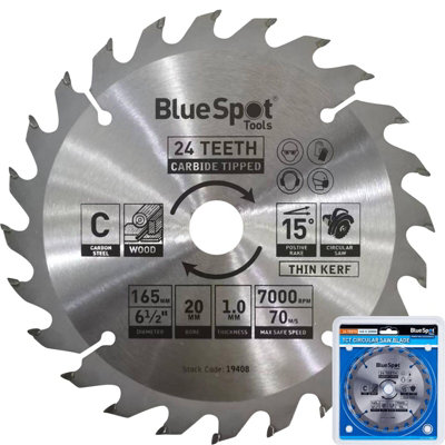 BlueSpot Tools Bluespot 165mm Tct Circular Mitre Saw Blade Blades 20mm Bore 20 Teeth from B&Q
