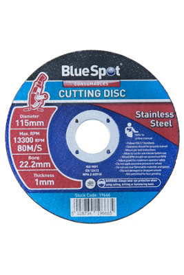 BlueSpot Tools Blue Spot Tools115mm (4.5") Stainless Steel Cutting Disc from B&Q